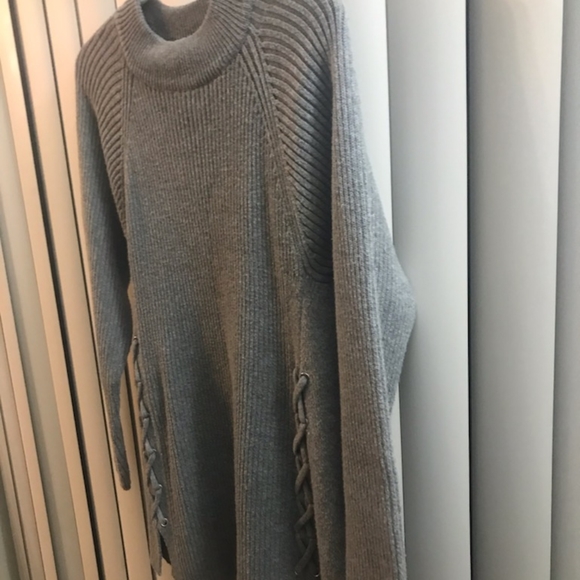 Style & CoMock Neck Lace-Up Ribbed Knit Sweater - Picture 2 of 6